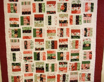 Quilt, Handmade Rose Quilt, 71" x 88"