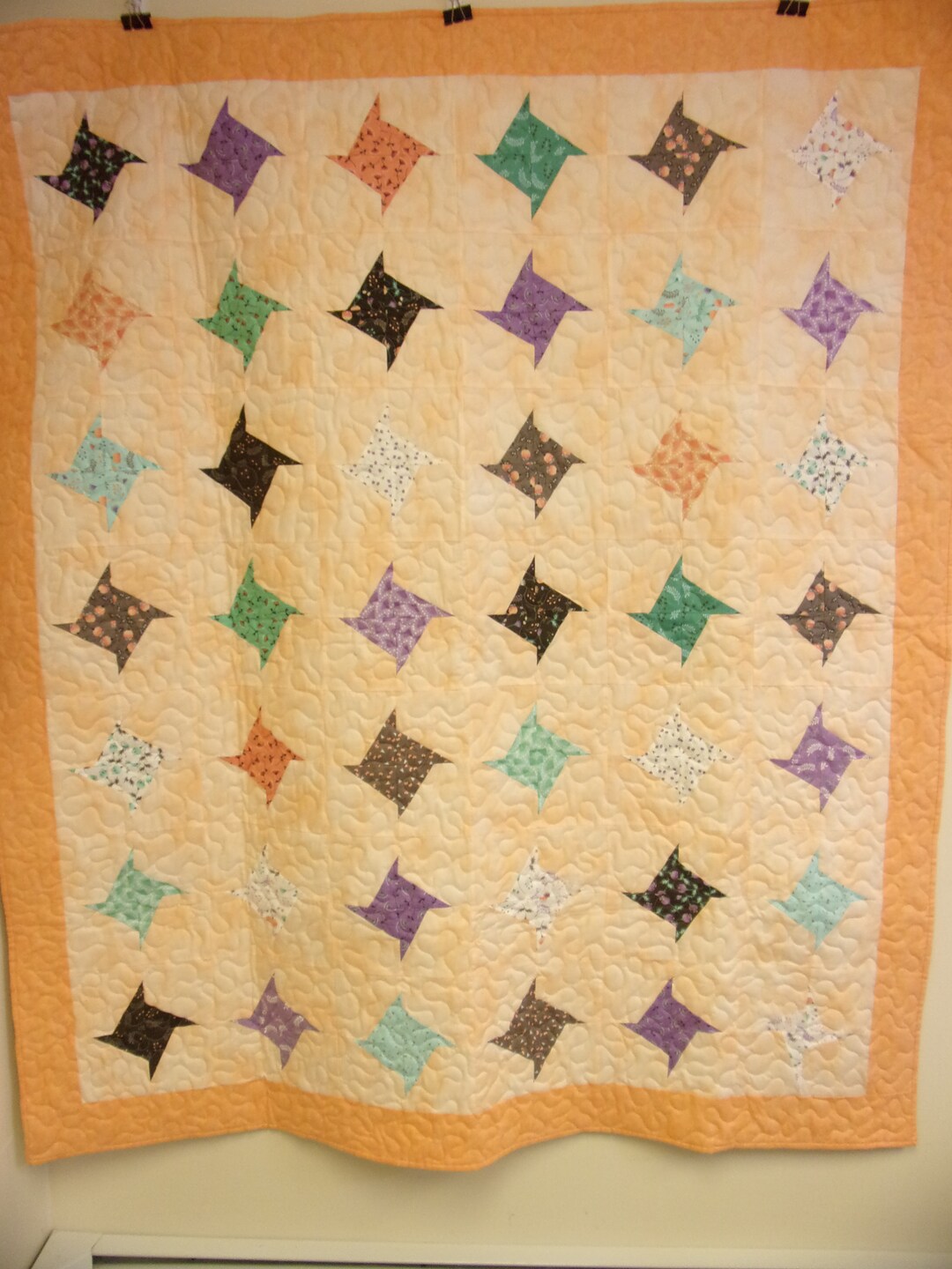 Quilt Large Throw Quilt Twin Size Quilt Wonky Stars on Etsy