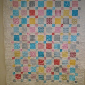 Twin Size Quilt, Simple Square Quilt, Bordered Square Quilt, Simple Square Twin Size Quilt, 65&quot; x 78&quot;
