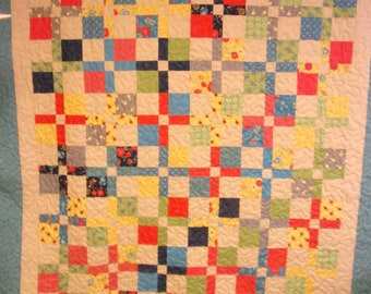 Quilt, Handmade Multi Color Quilt, 84" x 94"