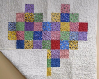 ハンドメイドパッチワークハートキルト：1930年代のアニマルプリント