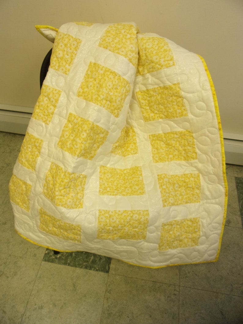 Quilt, Handmade Yellow and Cream Throw Quilt, 48 X 59 Etsy