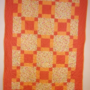 Quilt, Gold and Orange Quilt, 45&quot; x 57&quot;