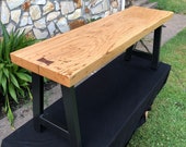 White Oak Iron Frame Bench