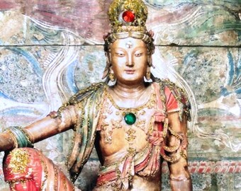 Art Print: Bodhisattva Kuan Yin, Hand-Embellished