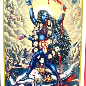 Kali Ma met de hand verfraaide kaart