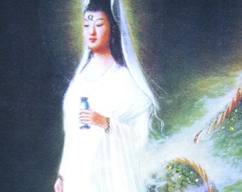 Art Print: Goddess Kuan Yin, Hand-Embellished