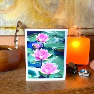 Kaart met roze lotus drie