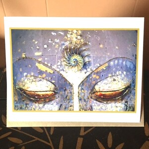 Buddha Nautilus Karte, handverziert