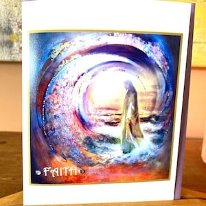 Carte d'inspiration en cristal « Faith » du Christ sur l'eau