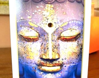 Buddhahuvud, handdekorerat kort
