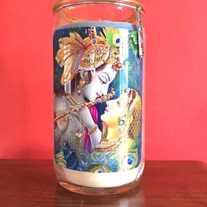 Krishna And Radha 3 Day Hand-Embellished Devotional Candle