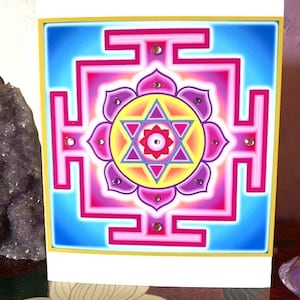 Carte d'art en cristal 5 x 7 déesse Lakshmi Yantra