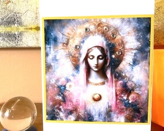 Lovely Mother Mary Crystal 5 X 7 Art Card