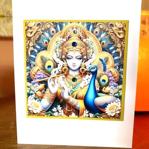 Carte Déesse Saraswati avec cristaux