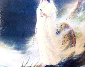 Kuan Yin on Her Dragon, Hand-Embellished Card