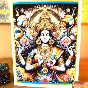 Carte décorée à la main Maha Lakshmi