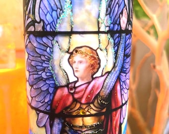 Archangel Michael, 8&quot; Tall Hand Embellished Candle