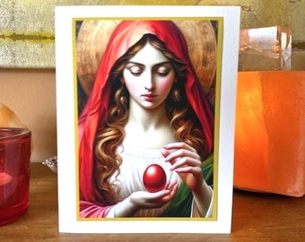 Magdalena With Red Egg Card