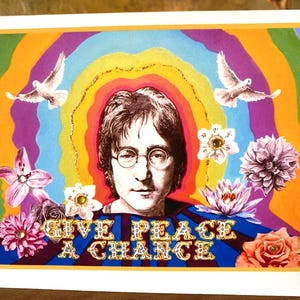 Tarjeta de inspiración de cristal "Paz" de John Lennon