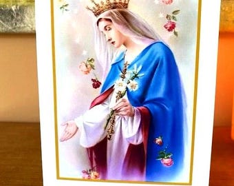 Mother Mary With Roses Card