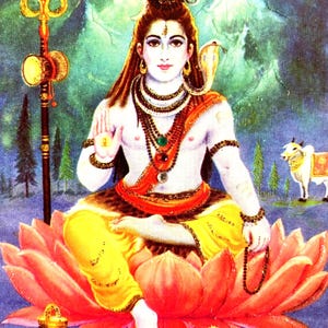 Carte bleue ornée à la main Shiva