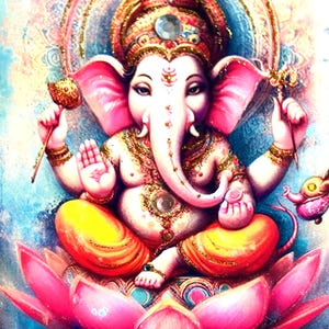Ganesh rose, carte ornée à la main