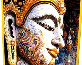 Utsmyckat Buddha-ansikte, handdekorerat kort