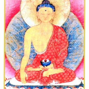 Sakyamuni-boeddha, met de hand versierde kaart