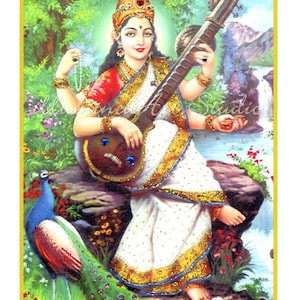Met de hand versierde Saraswati-kaart