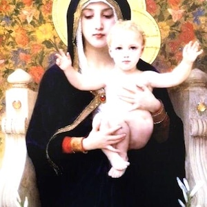 Art Print: The Virgin Of The Lilies, by William Adolphe Bouguereau, 1899. Hand-Embellished.