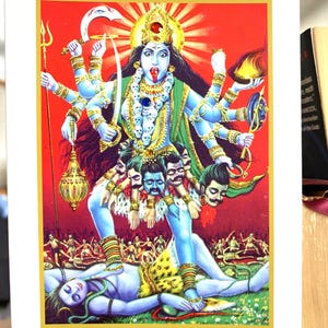 Diosa Azul Kali, tarjeta adornada a mano