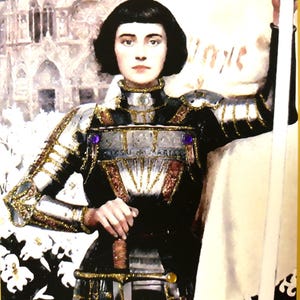 Sainte Jeanne d'Arc, carte rehaussée à la main