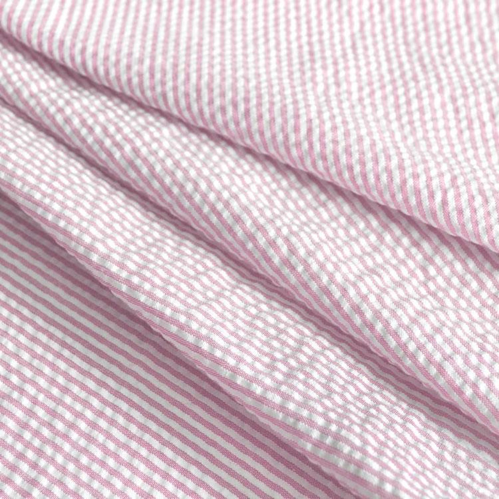 Light Pink Seersucker Fabric by the Yard, Robert Kaufman Cotton Blend ...