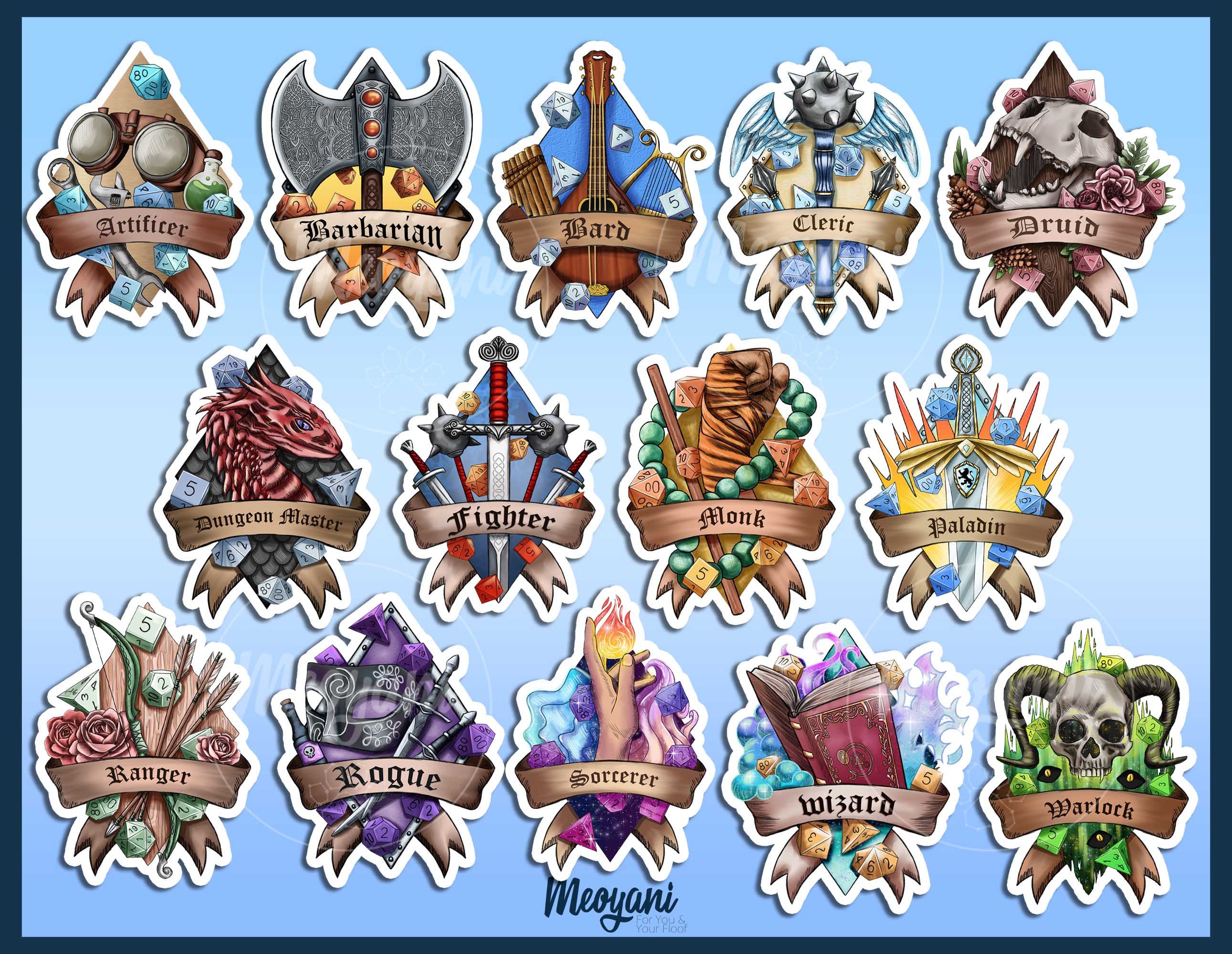 Dnd Class Sticker/ 3 Inch / Tumbler Sticker/ Water Bottle Sticker/ D&D ...