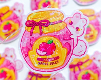 Apple Jelly Sticker, Bunny Sticker, fruit sticker, Holographic Sticker, kawaii sticker