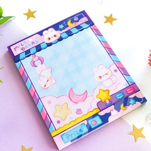 Bunny Claw Machine Memo pad | Crane Game Notepad | 50 sheets | Stationery | Office Supplies