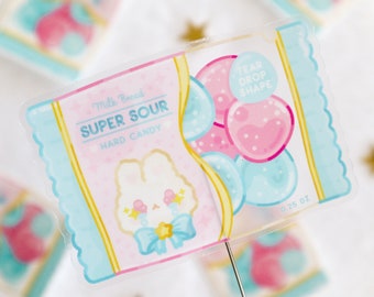 Sour Candy Clear Vinyl Sticker // Waterproof Sticker // Sylvie Bunny // 2" x 3"