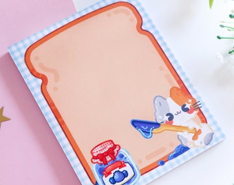 Toast & Jam Memo pad | Kitty Notepad | 50 sheets | Stationery | Office Supplies