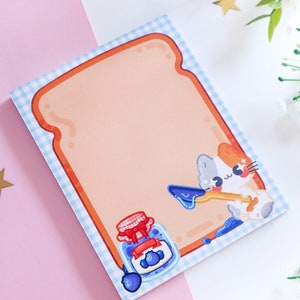 Toast & Jam Memo pad | Kitty Notepad | 50 sheets | Stationery | Office Supplies