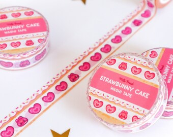 Strawbunny Cake Washi Tape: Kawaii Stationery Tape