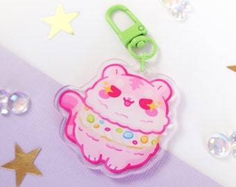 Cereal Tiger Macaron Acrylic Charm | Double Sided | 2 in | Clear Acrylic | Kawaii Charm