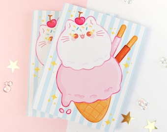 Ice Cream Cone Kitty Memo Pad // Kawaii Notepad // Cute Stationery // Novelty Ice Cream Series