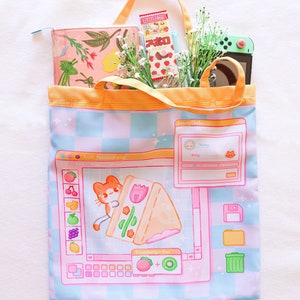 Retro Paint Tote Bag | Kawaii Tote Bag | Grocery Bag | pastel colors