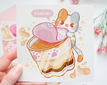 Pudding Paw Print // Kitty Paw Snack Series // Semi Holographic mini print
