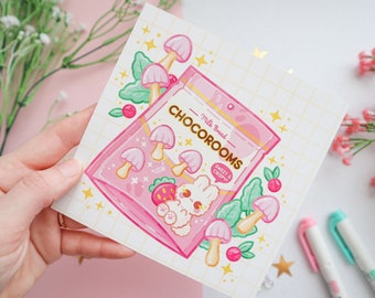 Choco Bunny Snack Print // Semi Holographic mini print