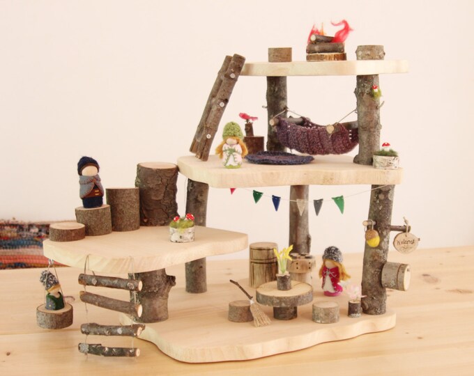 Wooden Treehouse Play Set. Waldorf Doll House. Fairy Garden Etsy