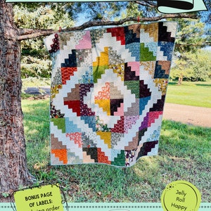 Mint Julep PDF Quilt Pattern - Jelly Roll Friendly, Modified Log Cabin, Scrappy Quilt Pattern