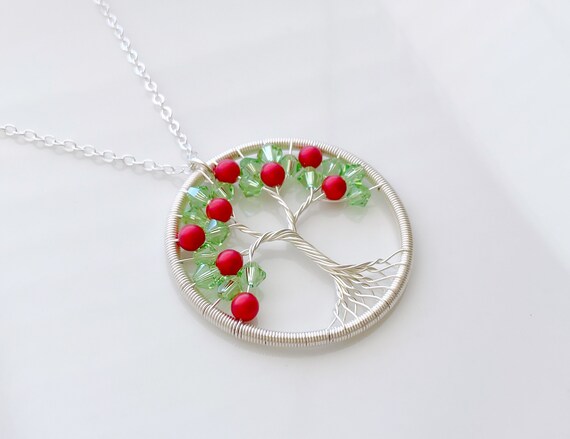 Apple Tree Necklace: Teacher Appreciation Gift, End of Year Jewelry, Back to School Present