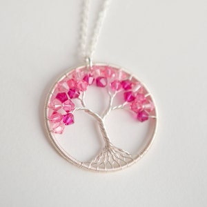 Cherry Blossom Jewelry, Graduation Gift, Cherry Blossom Tree Necklace, Sakura Necklace, Pink Flower Necklace, Birthday Gift for Mom Grandma